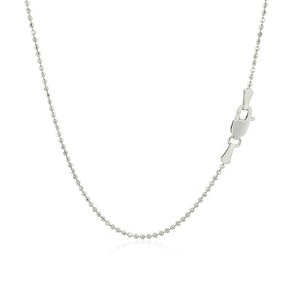 14k White Gold Diamond-Cut Bead Chain 1.2mm