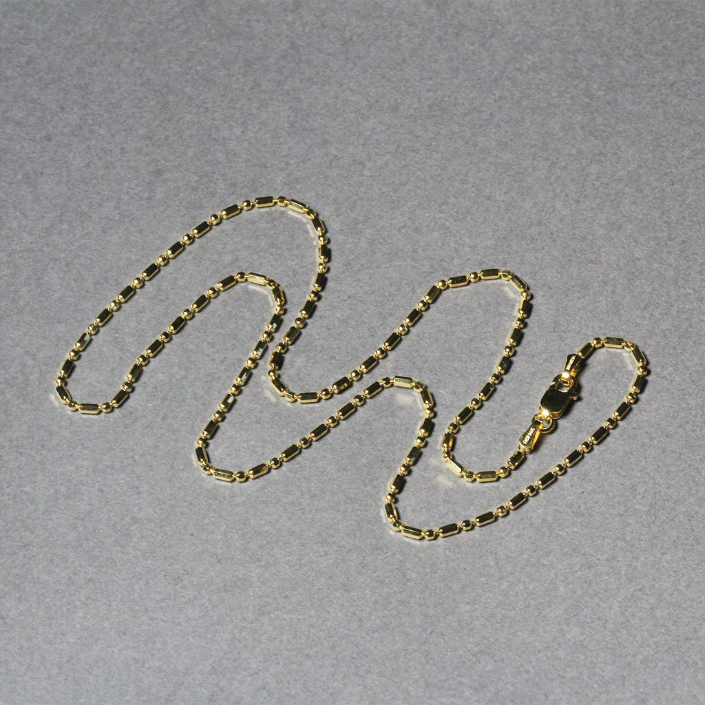 14k Yellow Gold Diamond-Cut Alternating Bead Chain 1.5mm