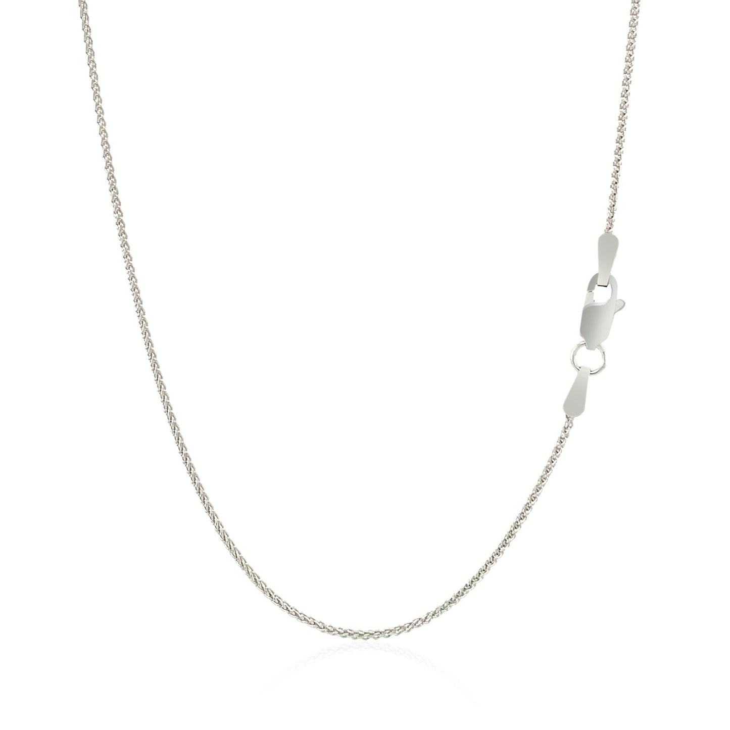 14k White Gold Round Wheat Chain 1.0mm