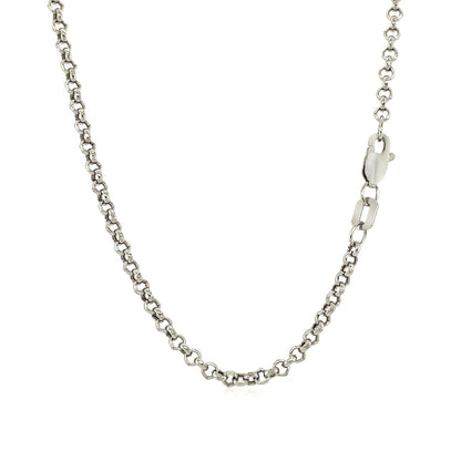 2.3mm 10k White Gold Rolo Chain