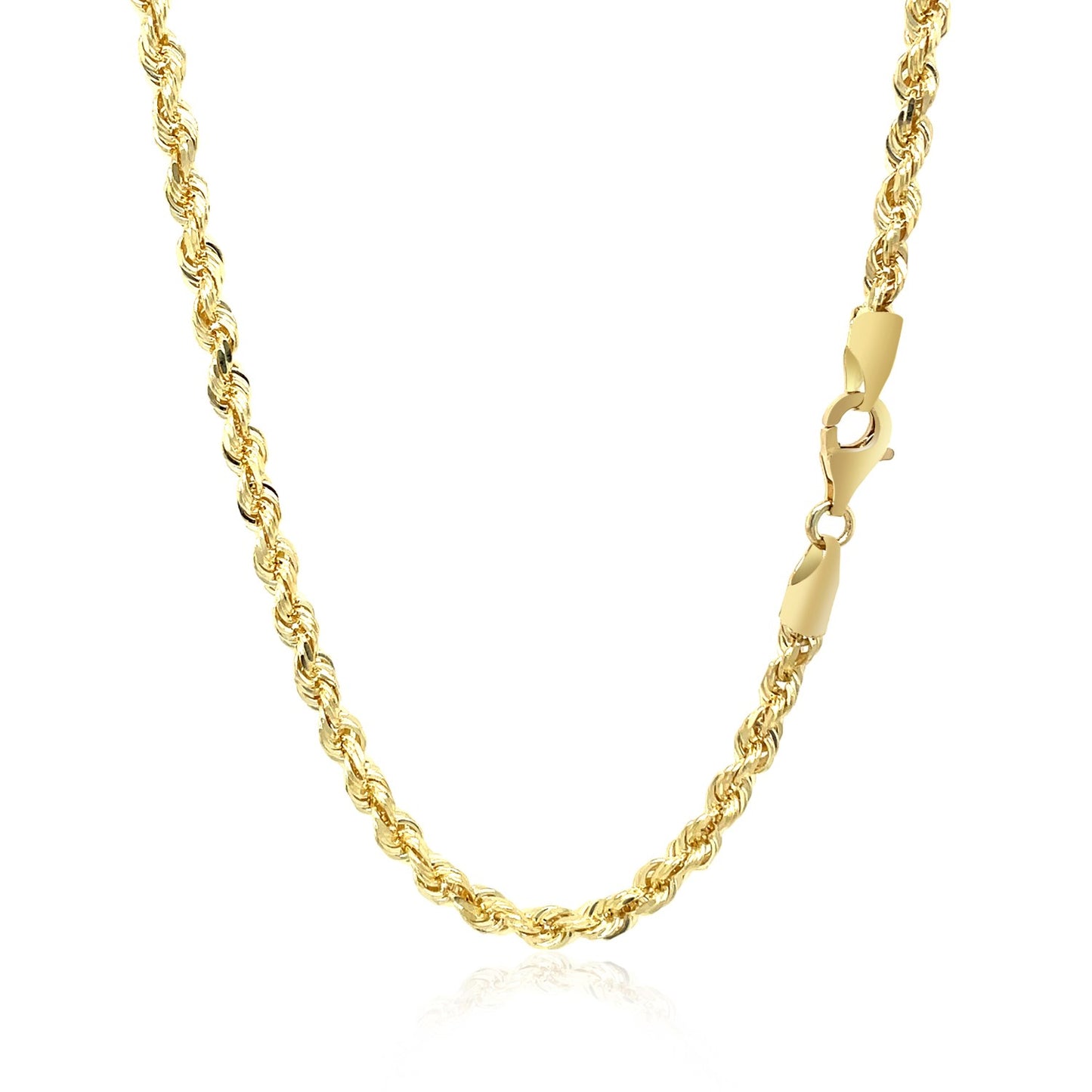 3.5mm 10k Yellow Gold Solid Diamond Cut Rope Chain