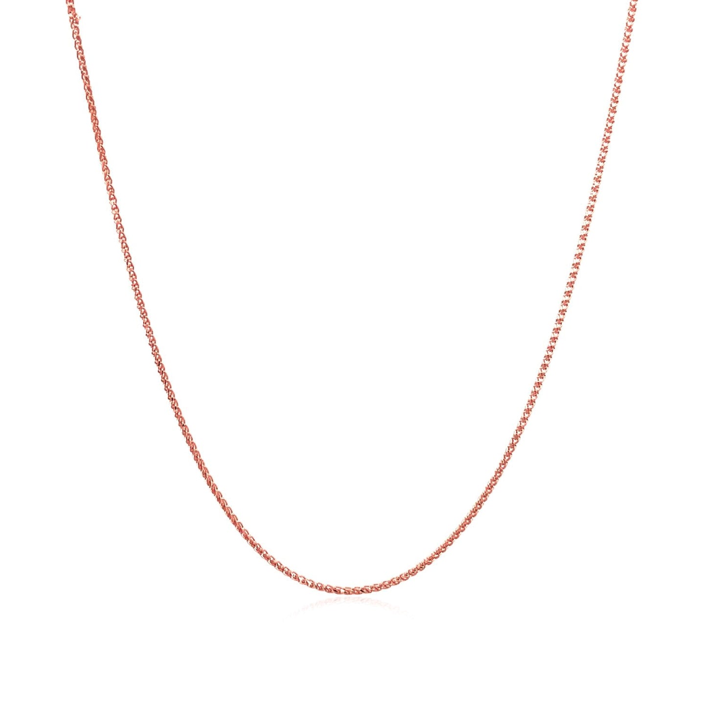 14k Rose Gold Diamond Cut Round Wheat Chain 0.6mm