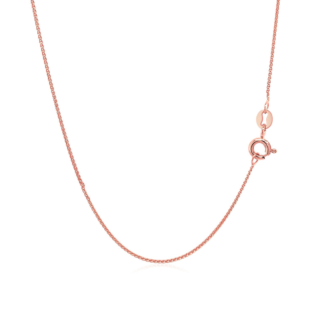 14k Rose Gold Diamond Cut Round Wheat Chain 0.6mm