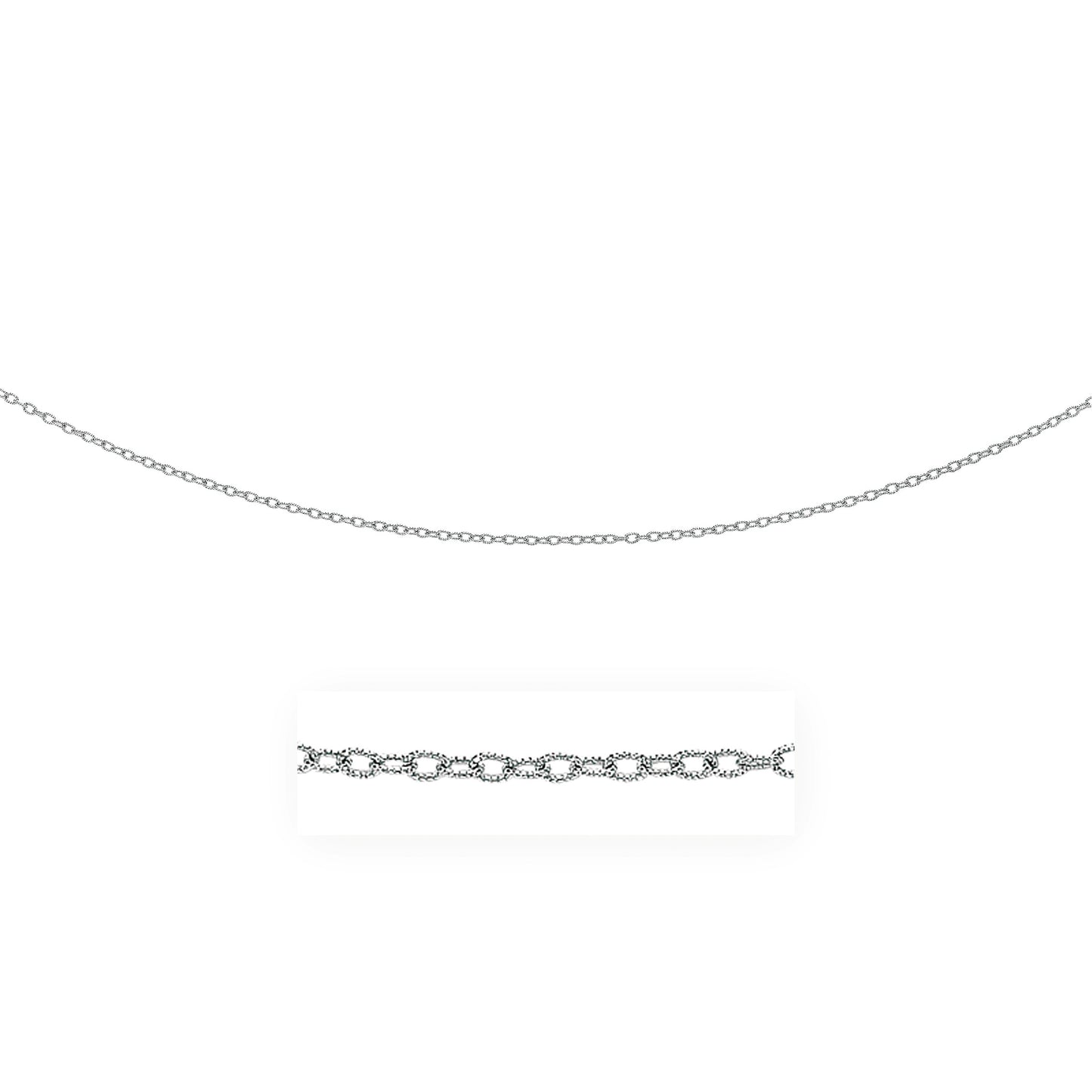 2.5mm 14k White Gold Pendant Chain with Textured Links