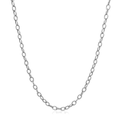 2.5mm 14k White Gold Pendant Chain with Textured Links