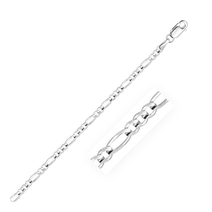 3.0mm 14k White Gold Solid Figaro Chain