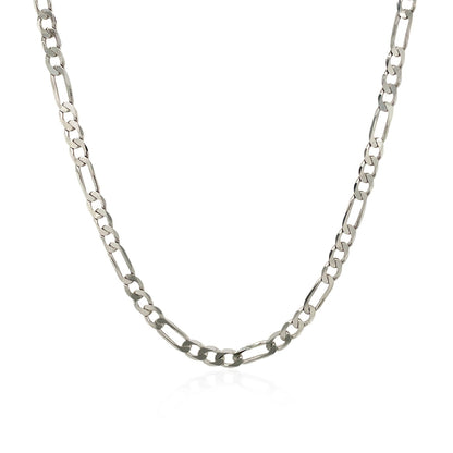 3.0mm 14k White Gold Solid Figaro Chain