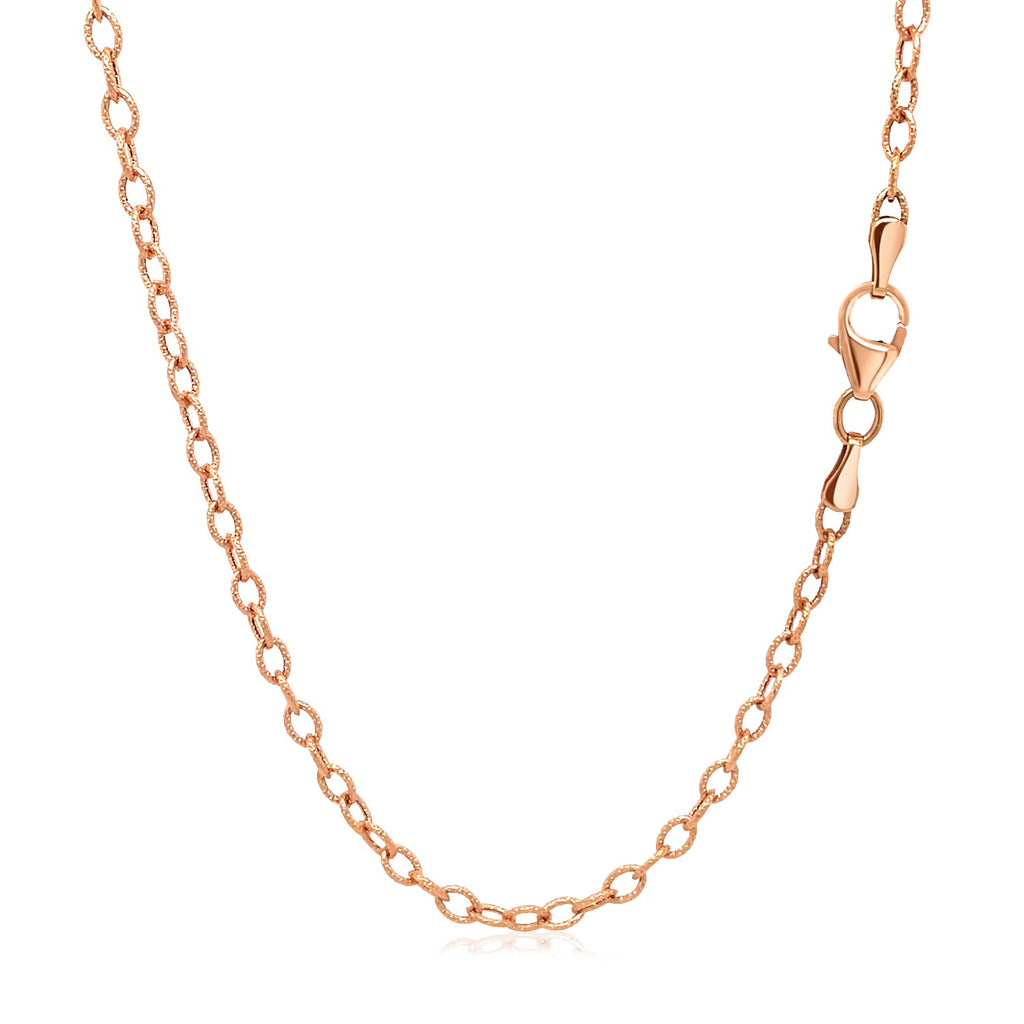2.5mm 14k Rose Gold Pendant Chain with Textured Links