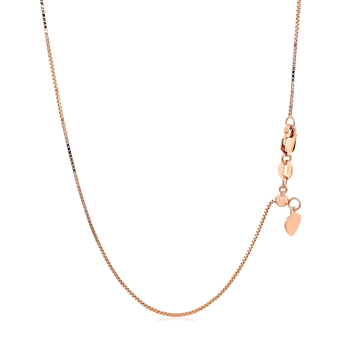 14k Rose Gold Adjustable Box Chain 0.7mm