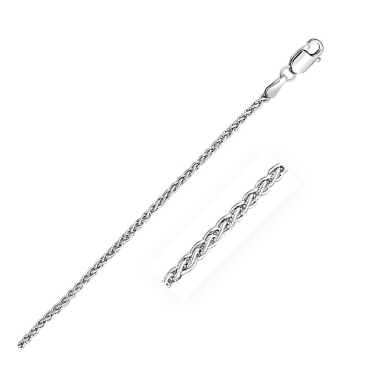 2.1mm 14k White Gold Round Wheat Chain