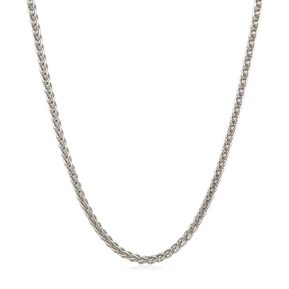 2.1mm 14k White Gold Round Wheat Chain