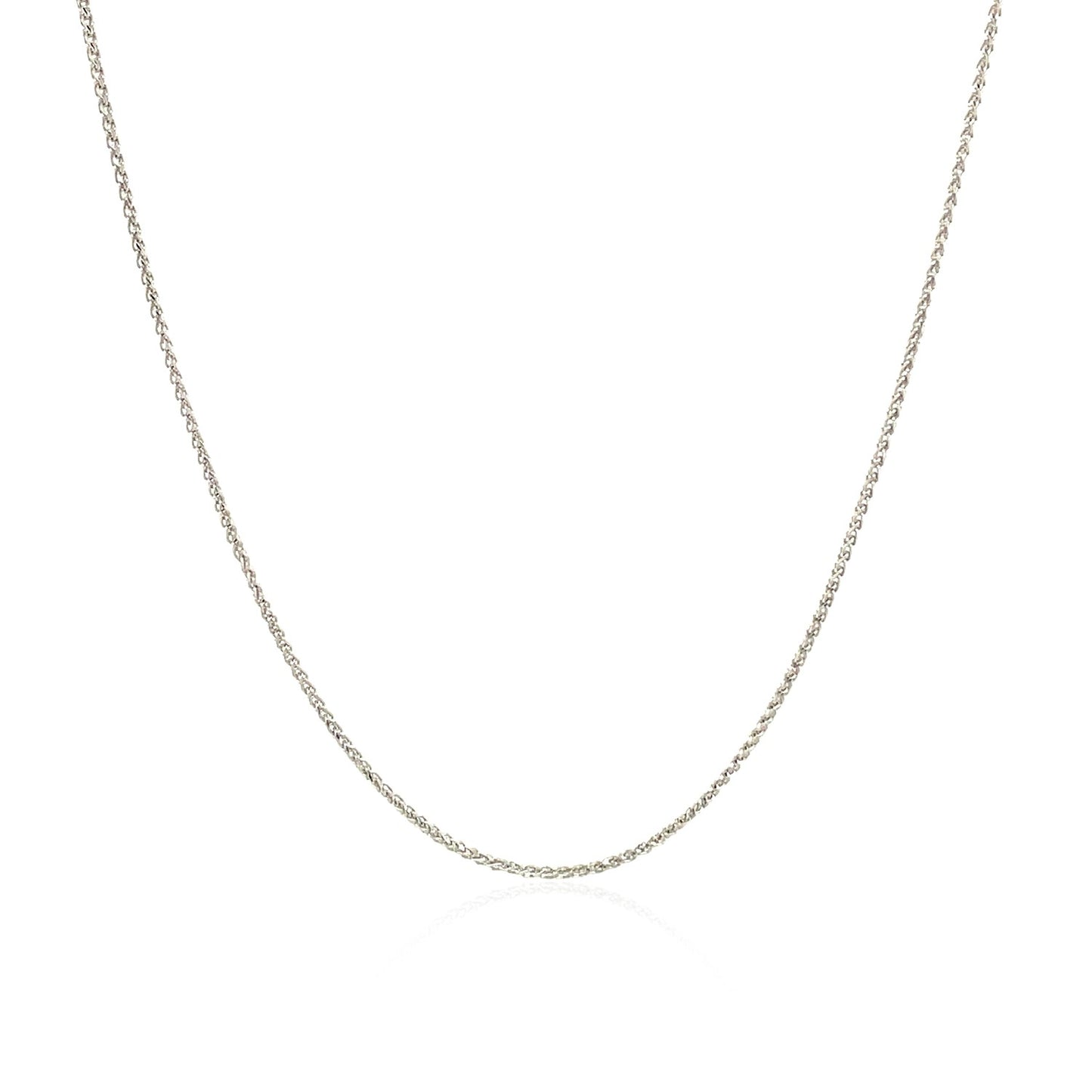 14k White Gold Diamond Cut Round Wheat Chain 0.6mm