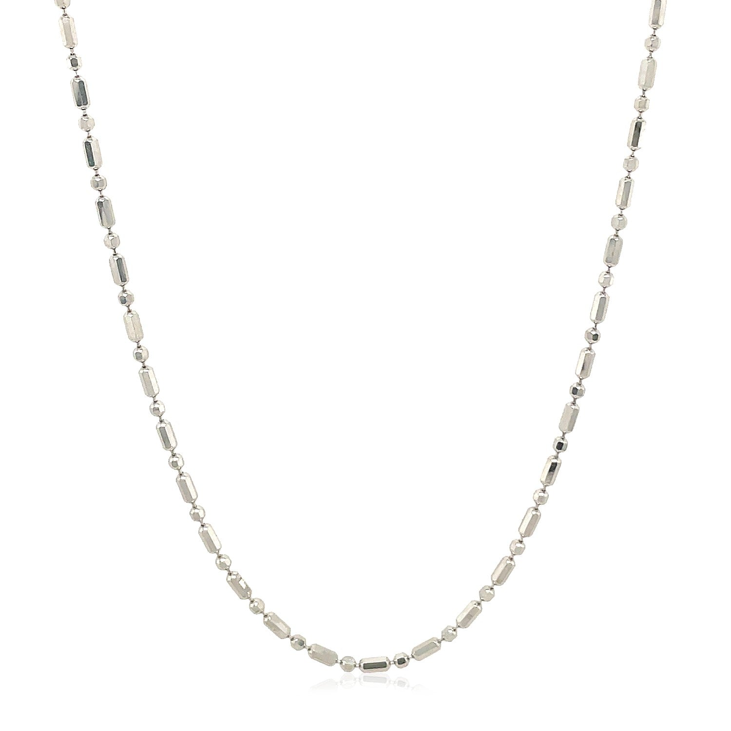 14k White Gold Diamond-Cut Alternating Bead Chain 1.5mm