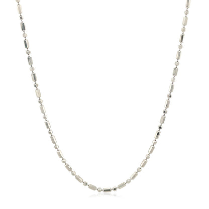 14k White Gold Diamond-Cut Alternating Bead Chain 1.5mm