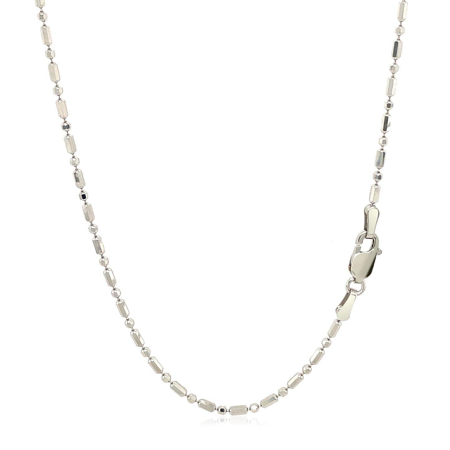 14k White Gold Diamond-Cut Alternating Bead Chain 1.5mm