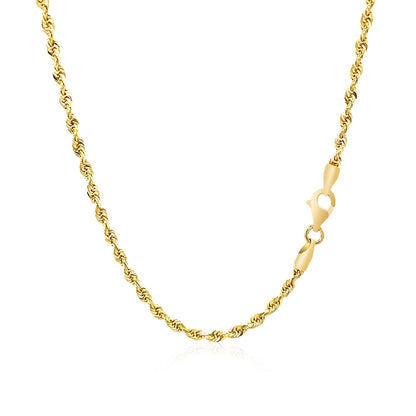 2.5mm 10k Yellow Gold Solid Diamond Cut Rope Chain