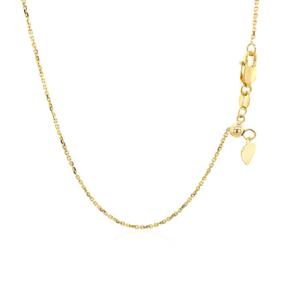 10k Yellow Gold Adjustable Cable Chain 0.9mm