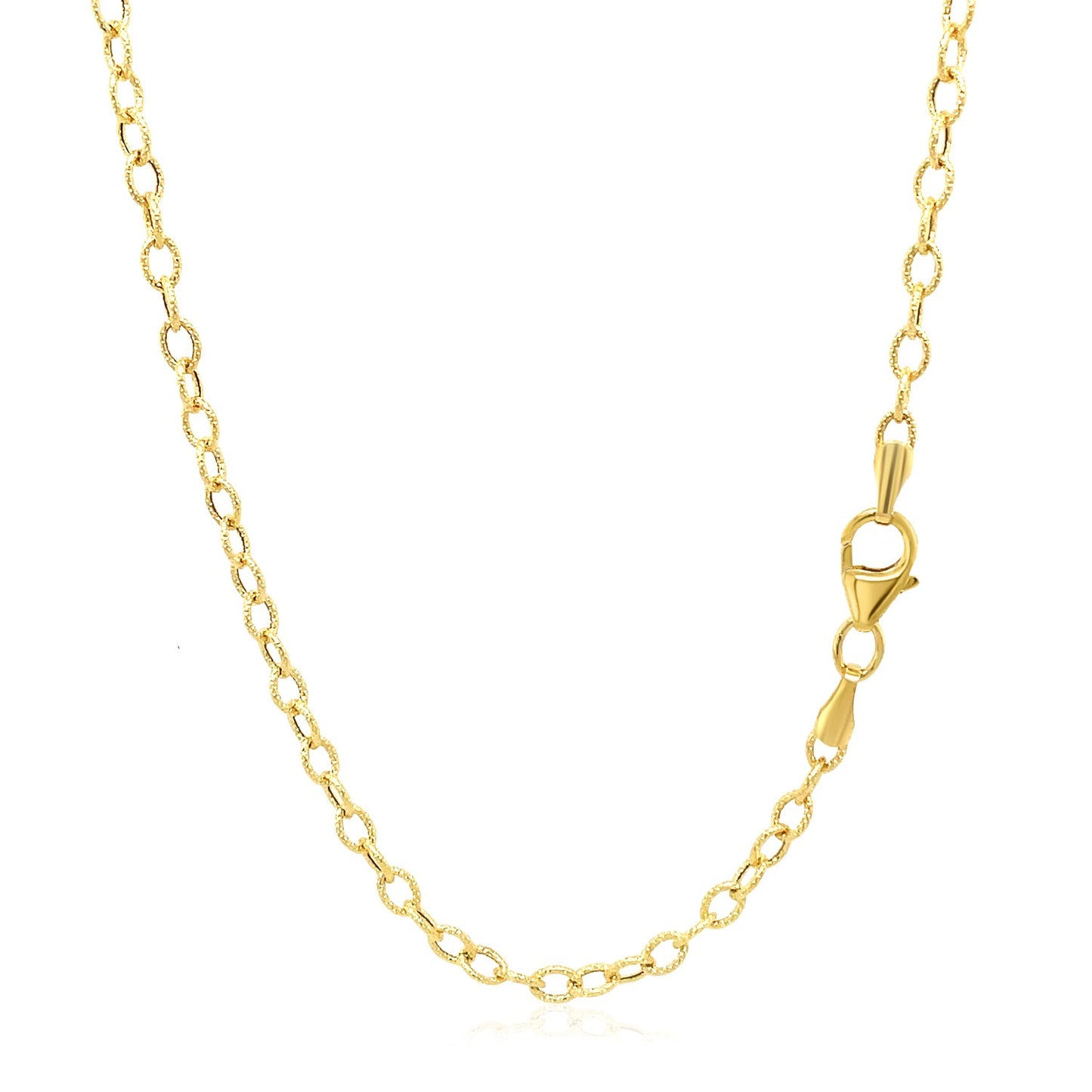 2.5mm 14k Yellow Gold Pendant Chain with Textured Links