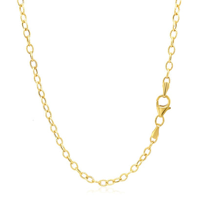 2.5mm 14k Yellow Gold Pendant Chain with Textured Links