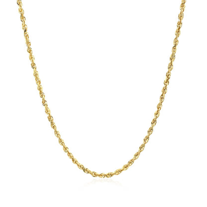 2.0mm 10k Yellow Gold Solid Diamond Cut Rope Chain