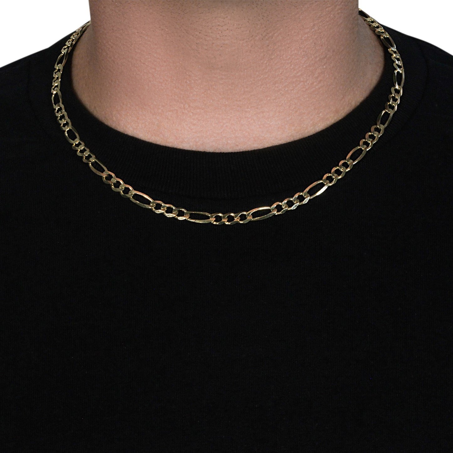 5.3mm 10K Yellow Gold Solid Figaro Chain