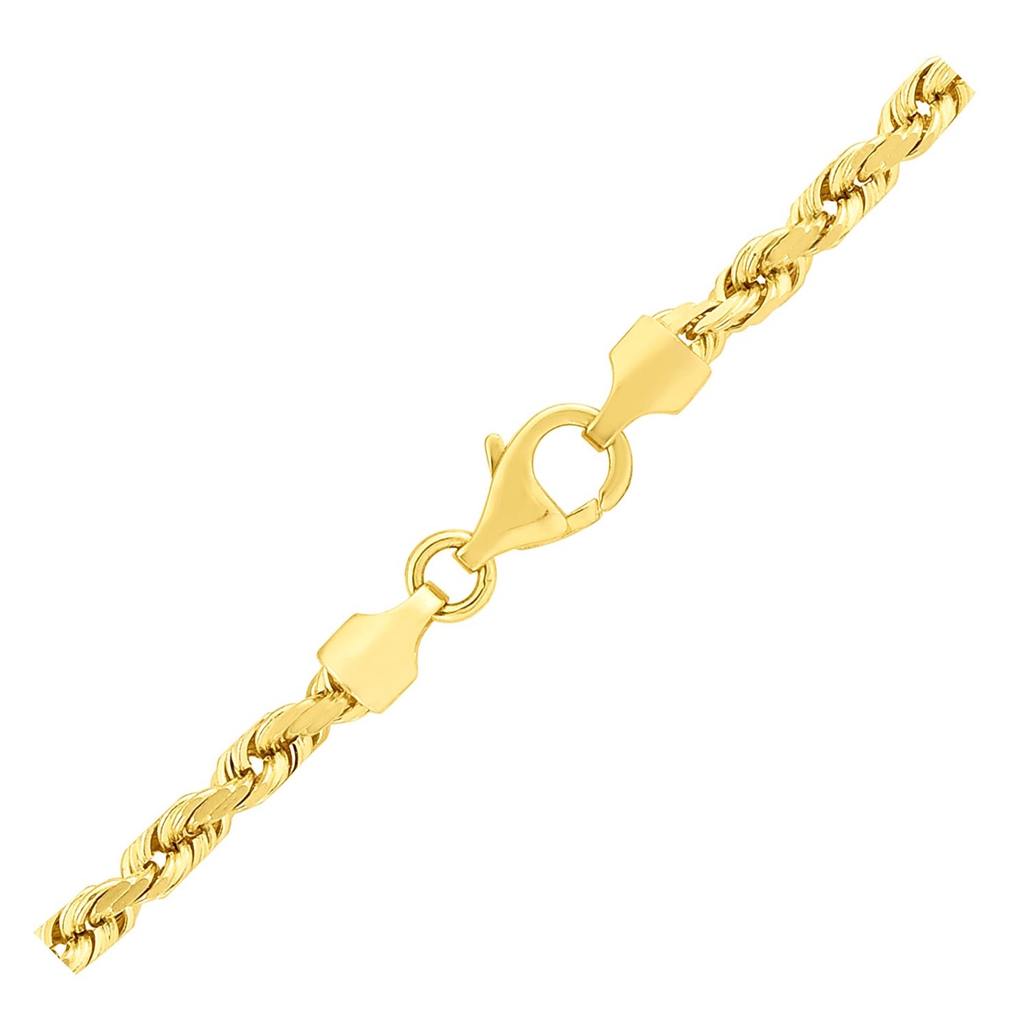 3.5mm 14k Yellow Gold Solid Diamond Cut Rope Chain