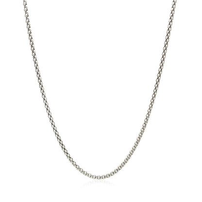 Rhodium Plated 1.8mm Sterling Silver Popcorn Style Chain