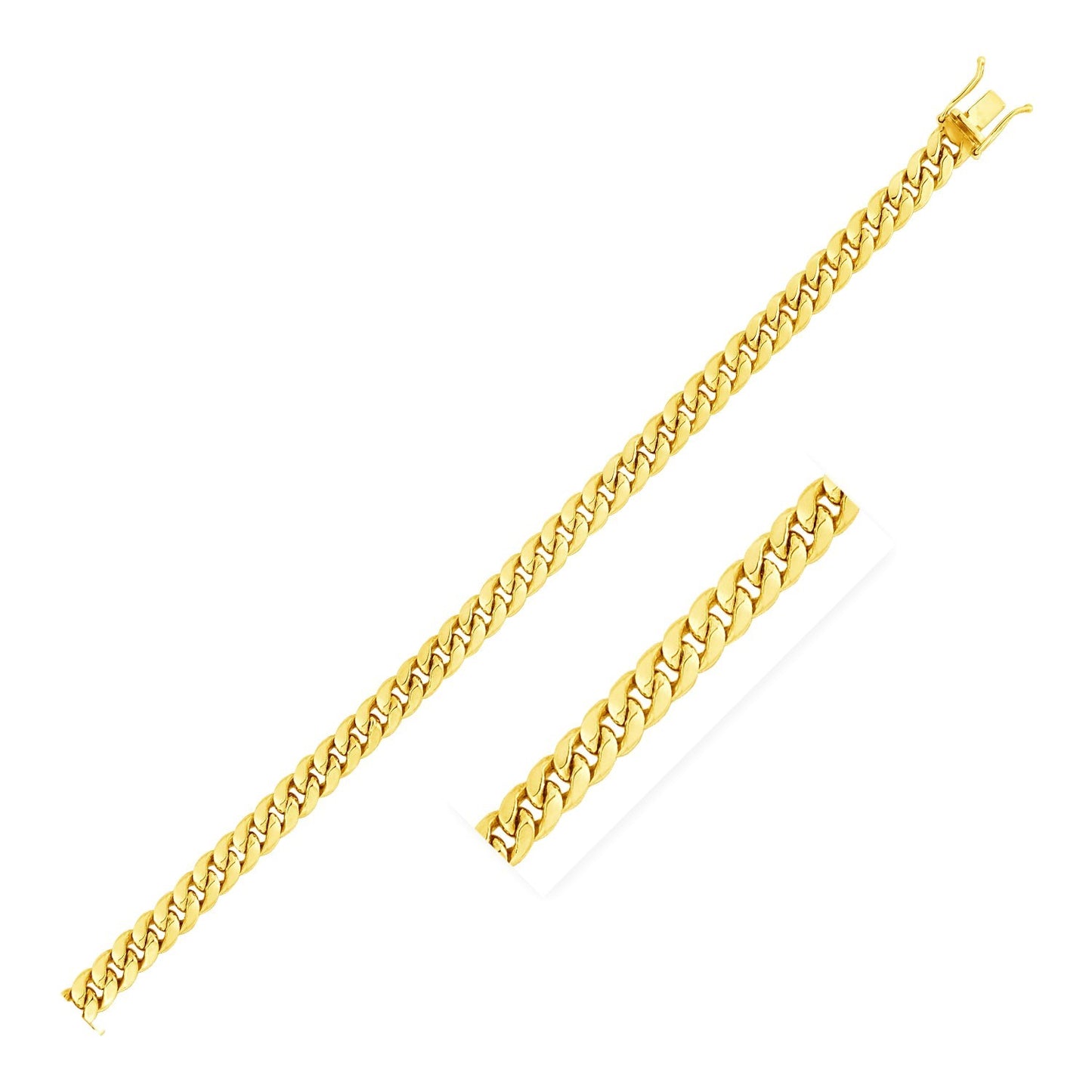 4.5mm 10k Yellow Gold Semi Solid Miami Cuban Chain