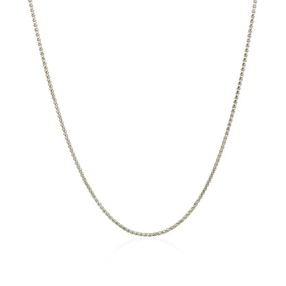 14k White Gold Diamond Cut Round Wheat Chain 1.0mm