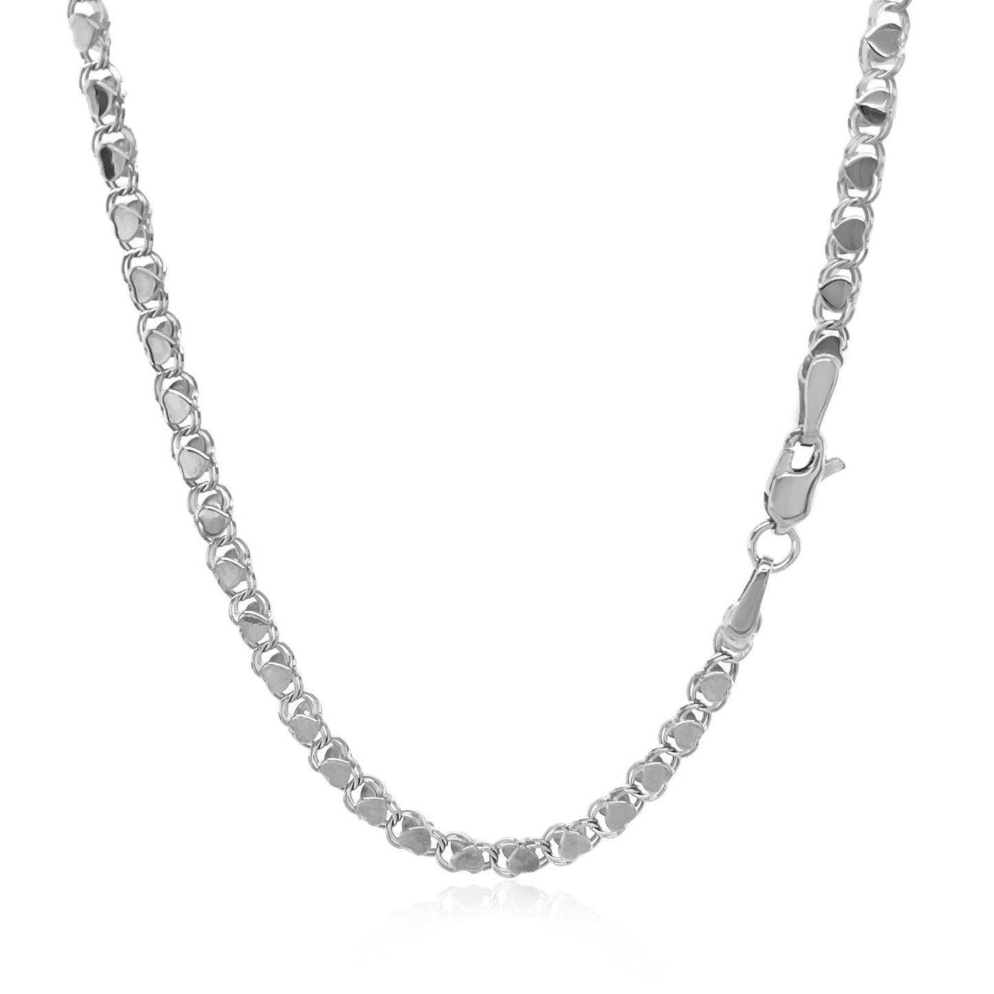 2.9mm 14k White Gold Heart Chain