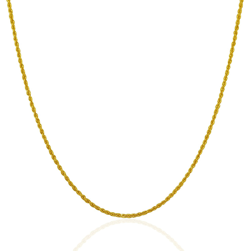 14k Yellow Gold Solid Rope Chain 1.25mm