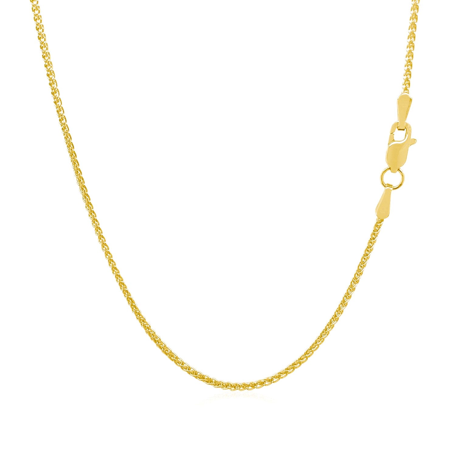 14k Yellow Gold Diamond Cut Round Wheat Chain 1.1mm