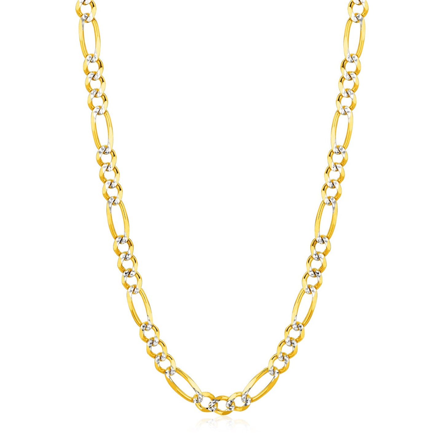 6.0mm 14K Yellow Gold Solid Pave Figaro Chain