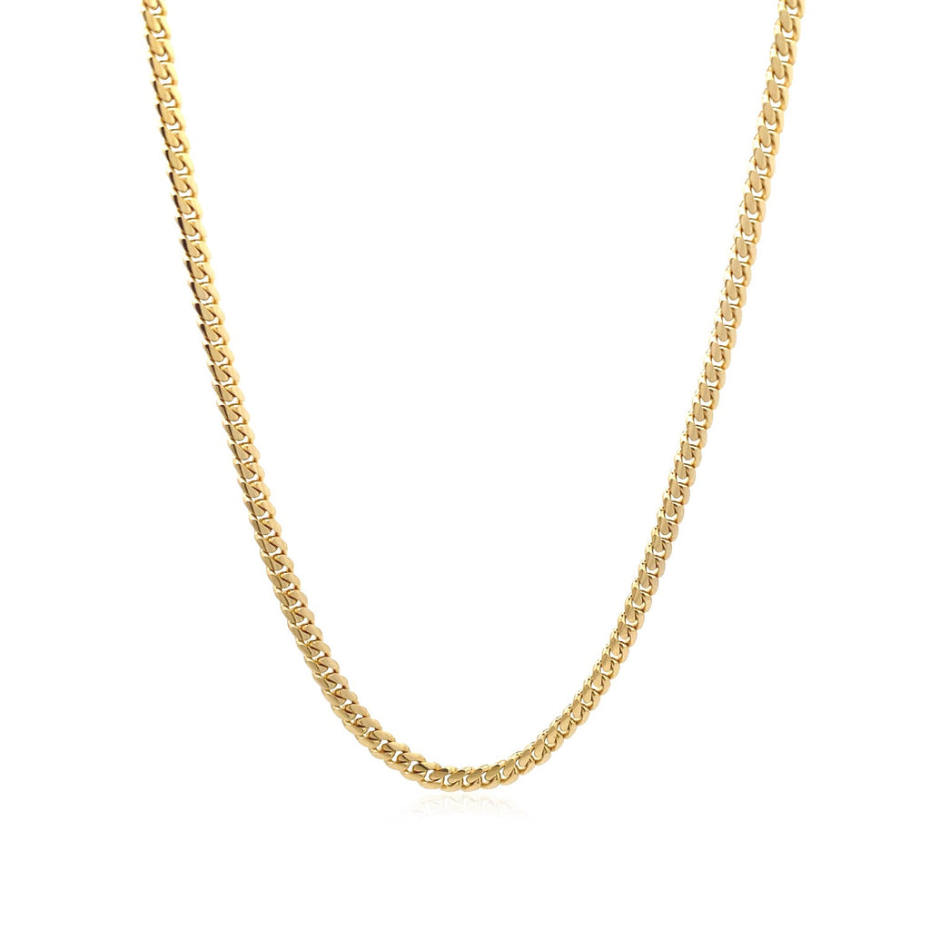 3.2mm 14k Yellow Gold Classic Solid Miami Cuban Chain