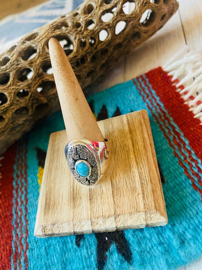 Navajo Kingman Turquoise & Sterling Silver Ring Size 12.5