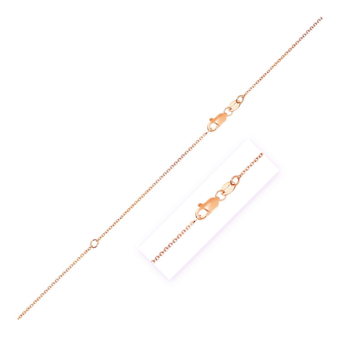 Extendable Cable Chain in 10k Rose Gold (0.85mm)