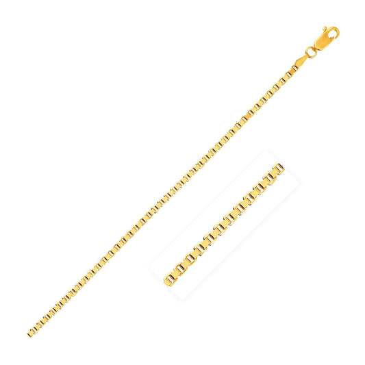 2.5mm 14k Yellow Gold Semi Solid Box Chain