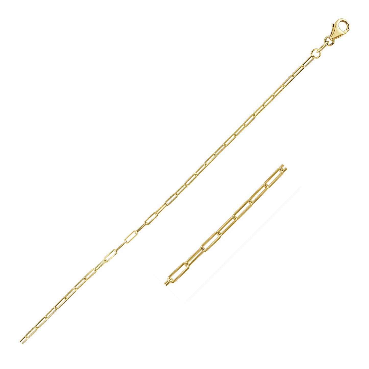 14K Yellow Gold Fine Paperclip Chain (1.5mm)