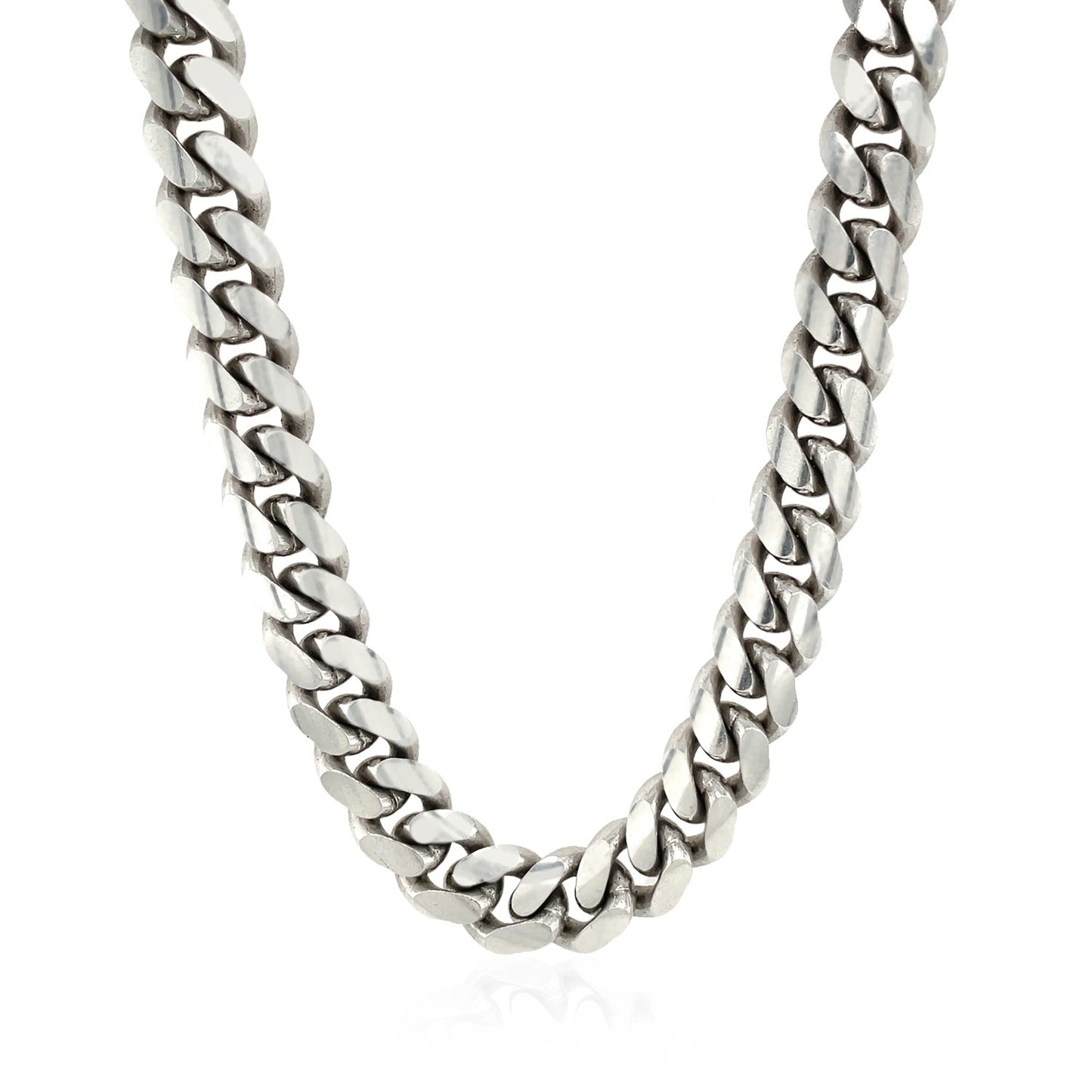 Sterling Silver Rhodium Plated Miami Cuban Chain 9.8mm