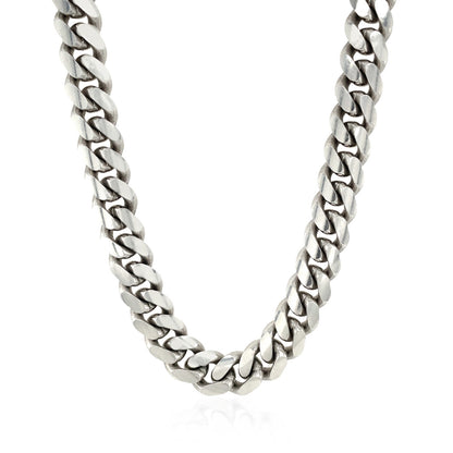 Sterling Silver Rhodium Plated Miami Cuban Chain 9.8mm