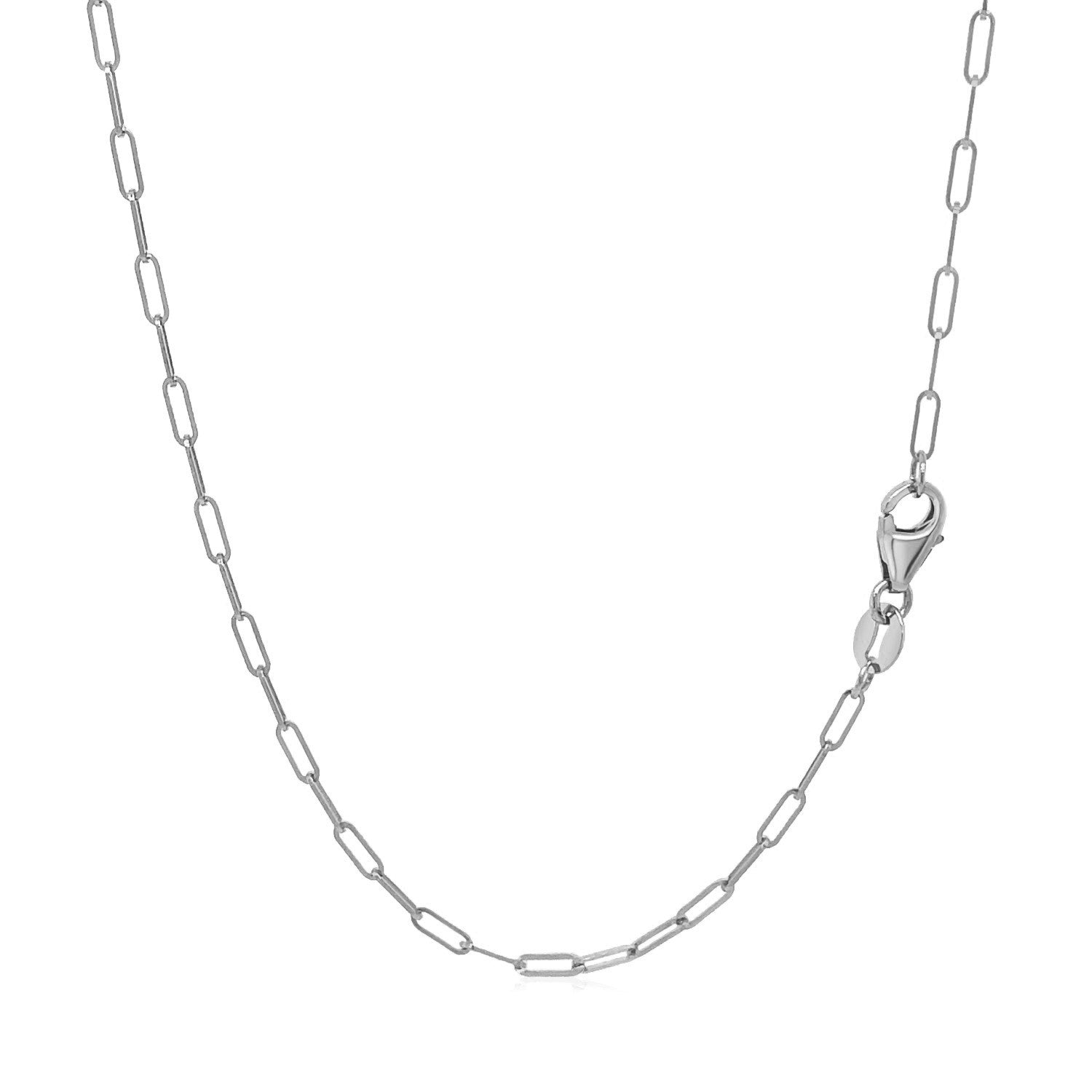 18K White Gold Fine Paperclip Chain (1.5mm)