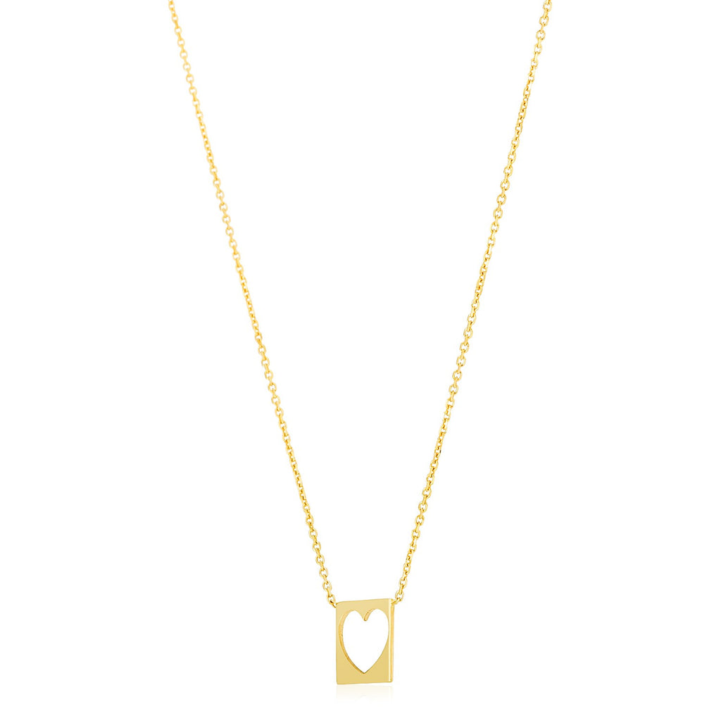 14k Yellow Gold High Polish Cutout Heart Necklace