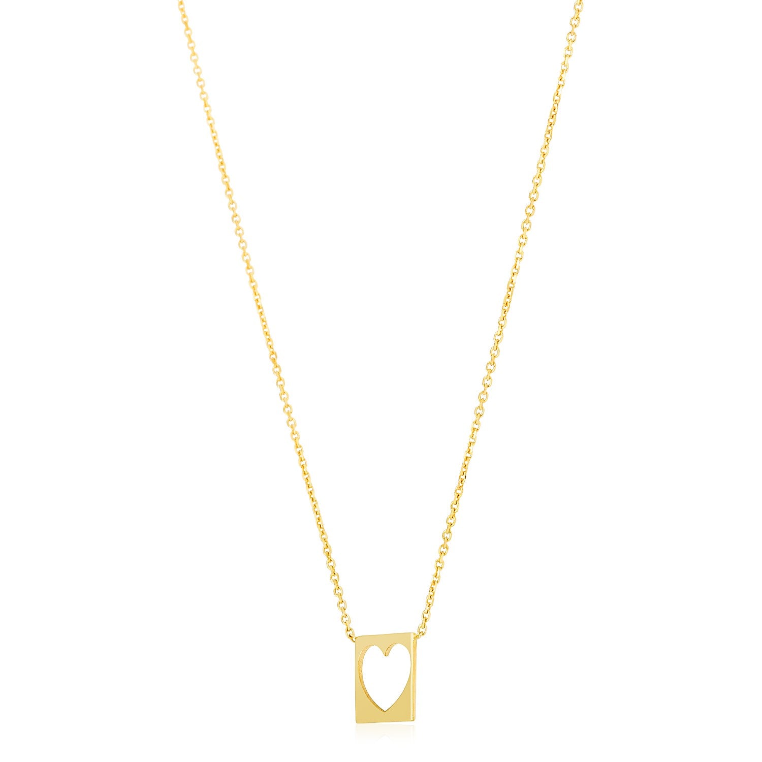 14k Yellow Gold High Polish Cutout Heart Necklace