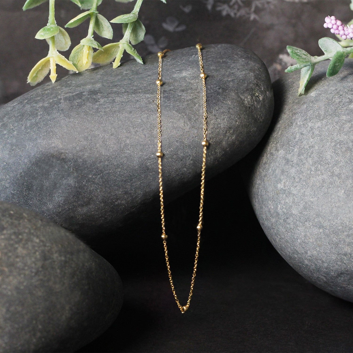Bead Links Saturn Chain in 14k Yellow Gold (3.5mm)