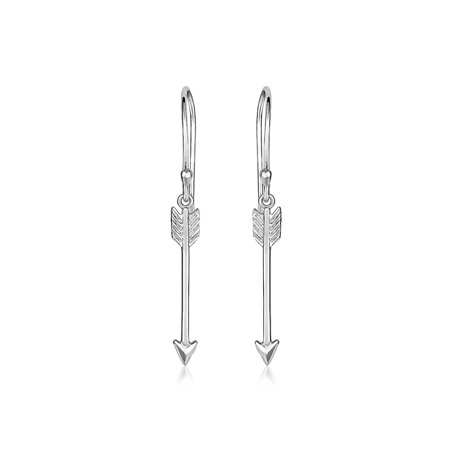 Sterling Silver Polished and Textured Arrow Earrings