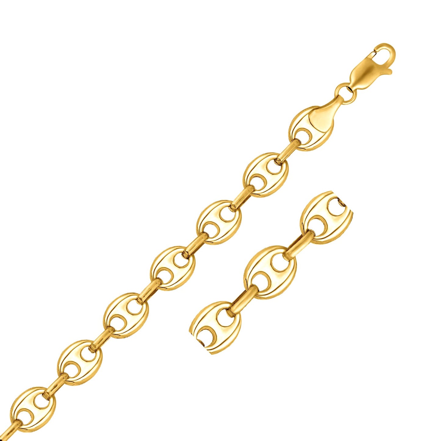 9.0mm 14k Yellow Gold Puffed Mariner Link Chain