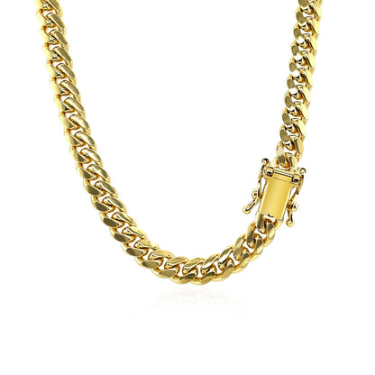 5.0mm 14k Yellow Gold Classic Miami Cuban Solid Chain