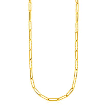 14k Yellow Gold Textured Paperclip Chain (3.5mm)