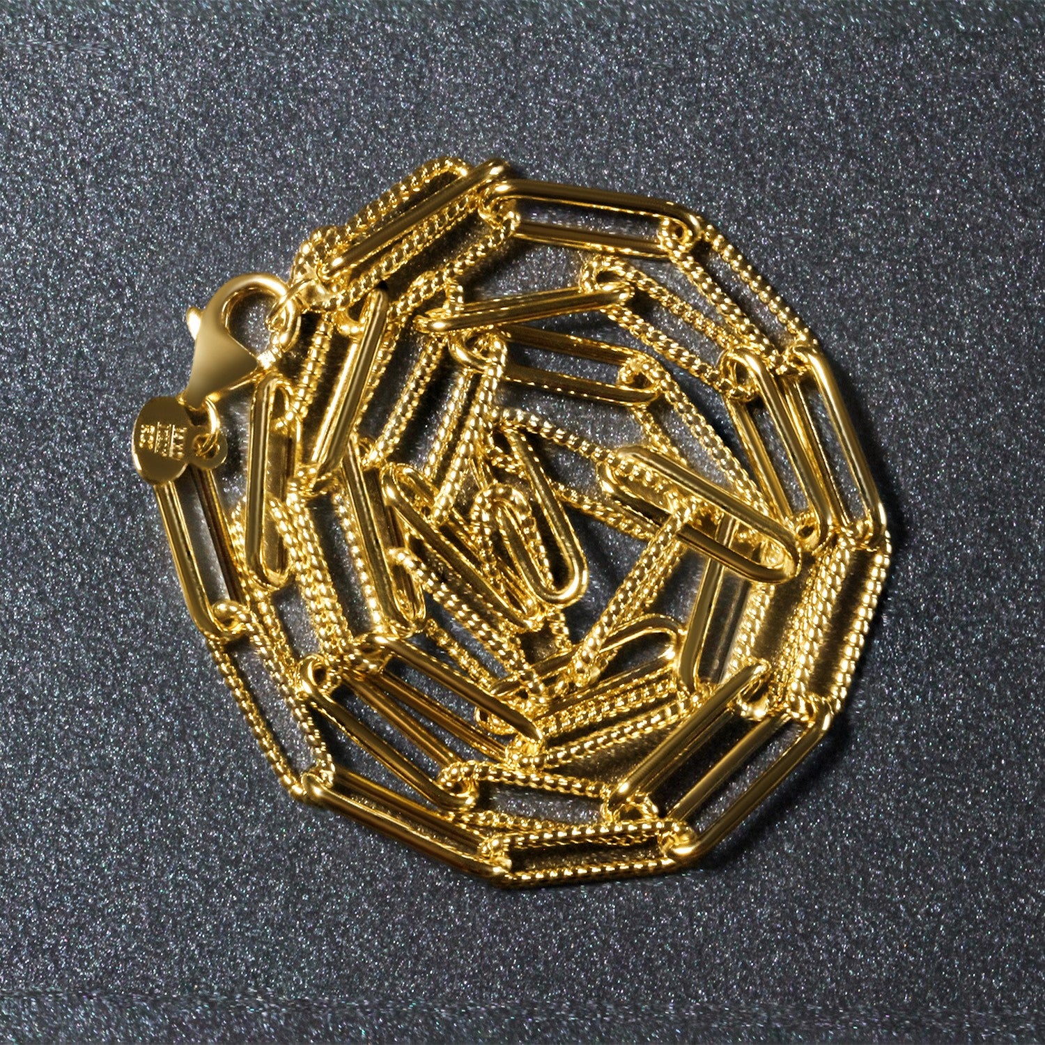 14k Yellow Gold Textured Paperclip Chain (3.5mm)