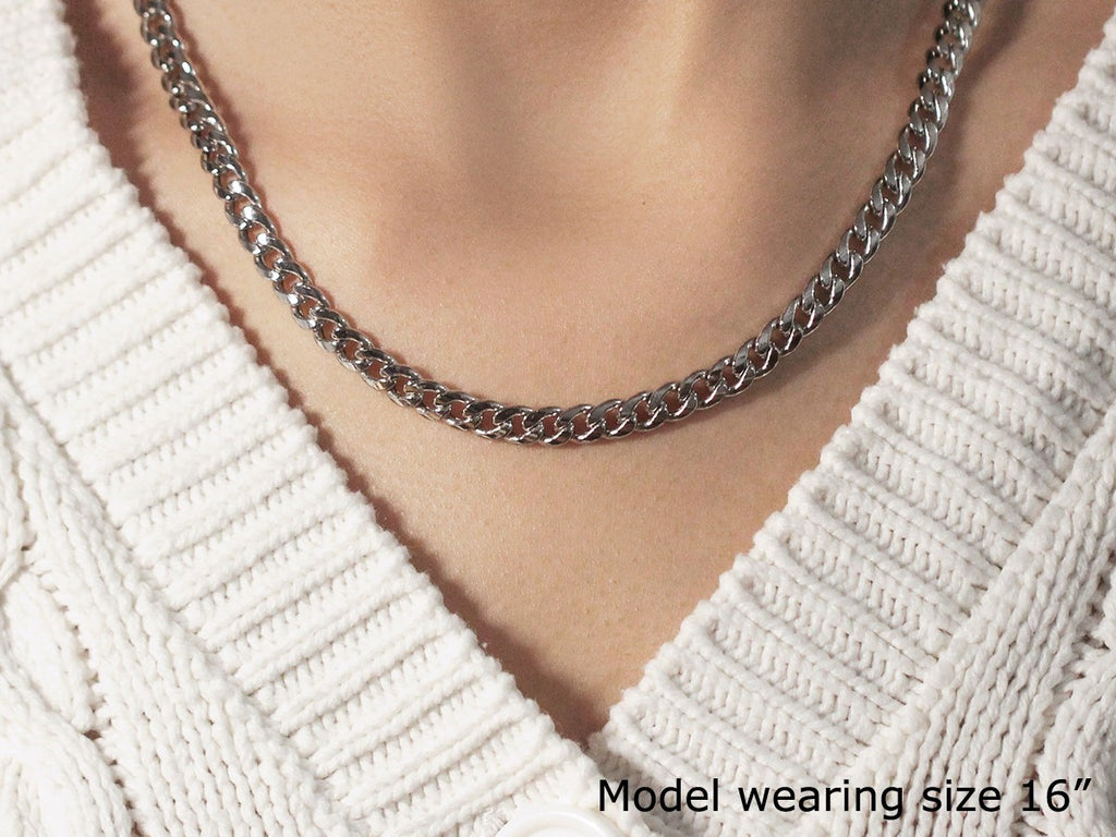 5.5mm 14k White Gold Miami Cuban Semi Solid Chain